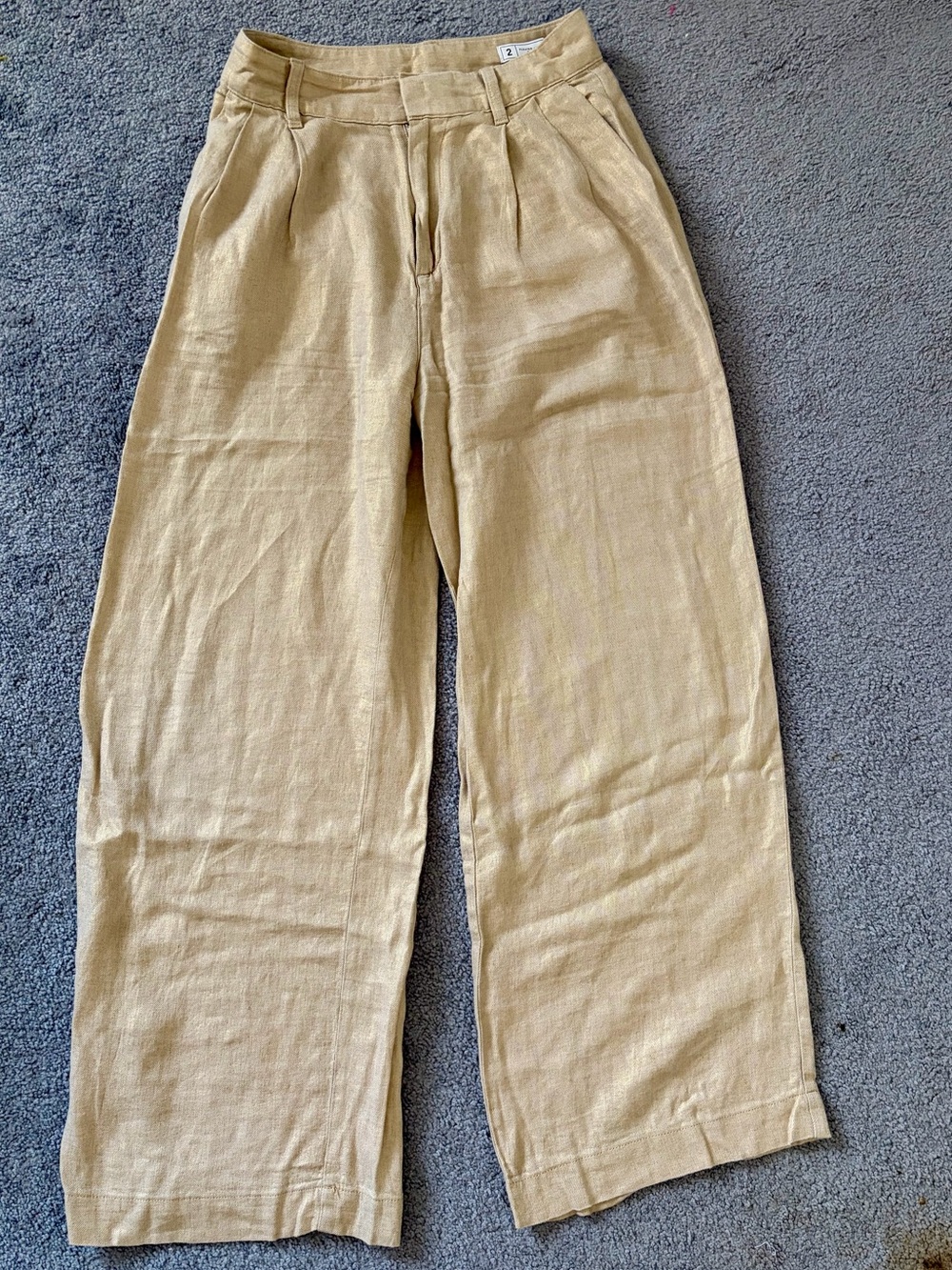 GAP Wide-Leg Linen Pants in Shimmery Champagne Beige. Size 2.